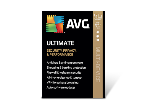 AVG Ultimate [Security, Privacy and Performance] 2021, 5 Devices 2 Years - Download