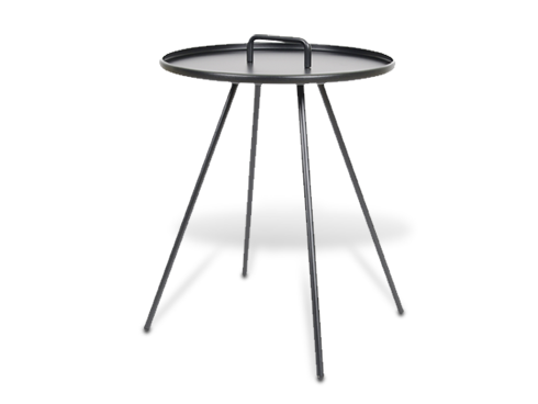 Viggo-Coffee End Table Steel Frame Side Table, Round Accent with Handle, Black