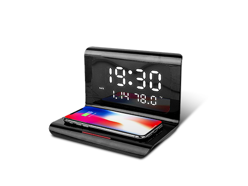 3 IN 1 Digital Alarm Clock w/ Wireless Charging & USB Port, 10W Qi Wireless Charging Pad for iPhone Samsung