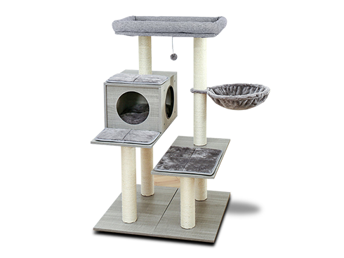 5 Levels Modern Cat Tree, Varied Styles Cat Tower w/ 7 Sisal Scratching Posts, Deep Hammock and Extra-Large Perch