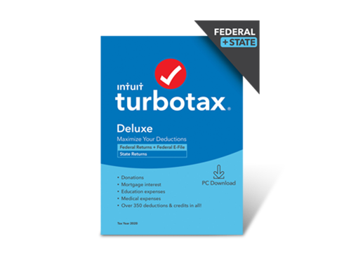TurboTax Deluxe 2020 Desktop Tax Software, Federal and State Returns + Federal E-file (State E-file Additional), Win Download