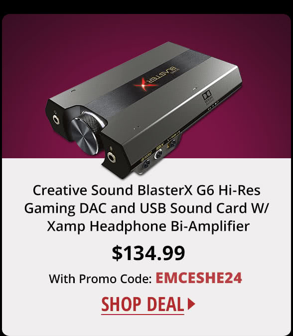 Creative Sound BlasterX G6 Hi-Res Gaming DAC and USB Sound Card W/ Xamp Headphone Bi-Amplifier