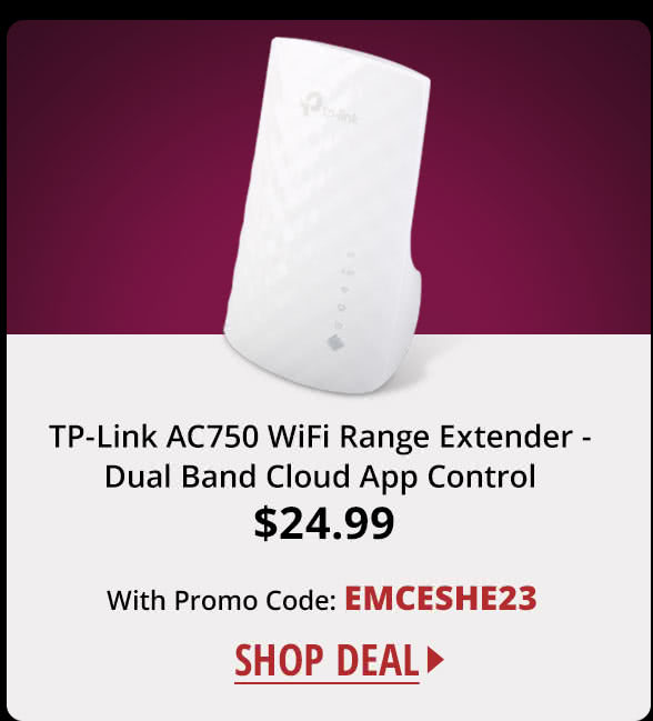 TP-Link AC750 WiFi Range Extender - Dual Band Cloud App Control