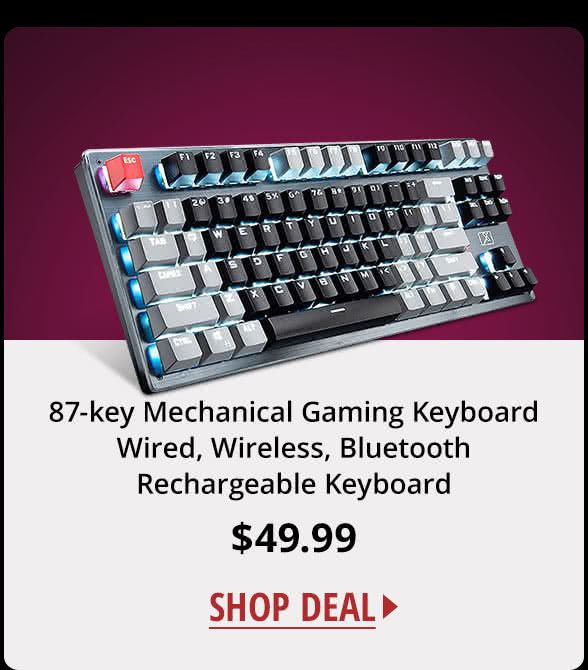 87-key Mechanical Gaming Keyboard Wired, Wireless, Bluetooth Rechargeable  Keyboard