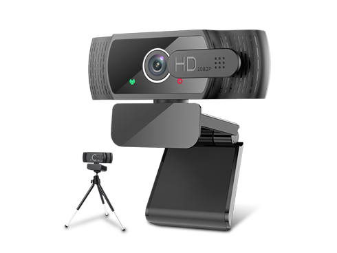 TROPRO Tw5 1080P webcam with microphone, full HD PC / laptop web camera with tripod, automatic light correction, USB 2.0 plug & play for live streaming, video calls, online lessons, conference, games