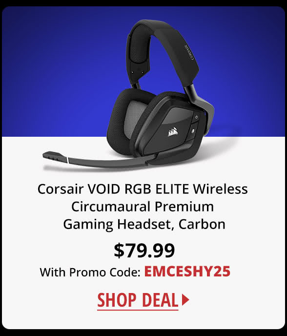 Corsair VOID RGB ELITE Wireless Circumaural Premium Gaming Headset, Carbon