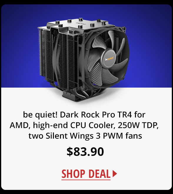 be quiet! Dark Rock Pro TR4 for AMD, high-end CPU Cooler, 250W TDP, two Silent Wings 3 PWM fans