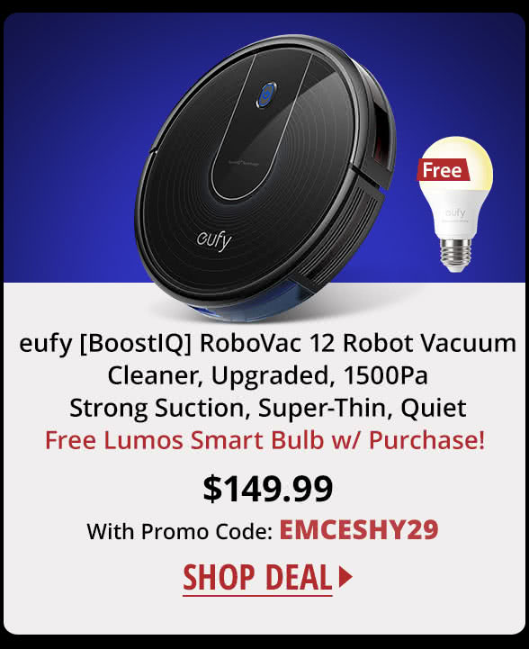 eufy [BoostIQ] RoboVac 12 Robot Vacuum Cleaner, Upgraded, 1500Pa Strong Suction, Super-Thin, Quiet