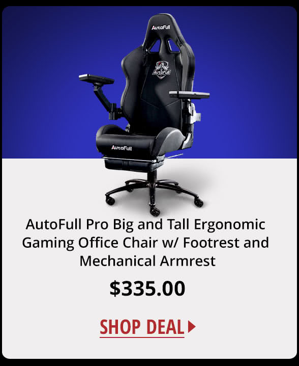 AutoFull Pro Big and Tall Ergonomic Gaming Office Chair w/ Footrest and Mechanical Armrest