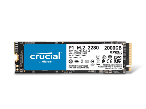Crucial P1 2TB 3D NAND NVMe PCIe Internal SSD, up to 2000 MB/s - CT2000P1SSD8