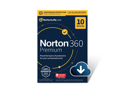 Norton 360 Premium 2021 Antivirus Software for 10 Devices w/ Auto Renewal, Download