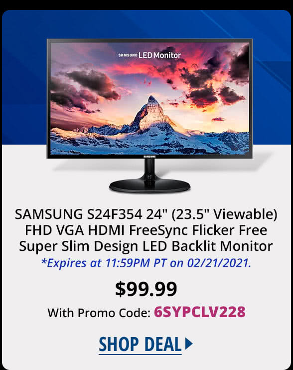 SAMSUNG S24F354 24" (23.5" Viewable) FHD VGA HDMI FreeSync Flicker Free Super Slim Design LED Backlit Monitor