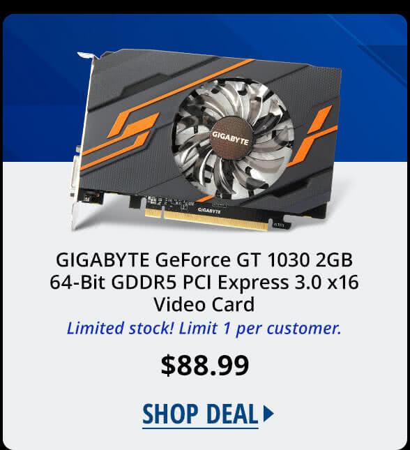 GIGABYTE GeForce GT 1030 2GB 64-Bit GDDR5 PCI Express 3.0 x16 Video Card