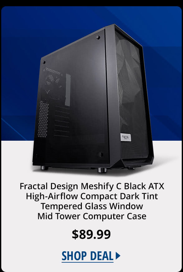 Fractal Design Meshify C Black ATX High-Airflow Compact Dark Tint Tempered Glass Window Mid Tower Computer Case