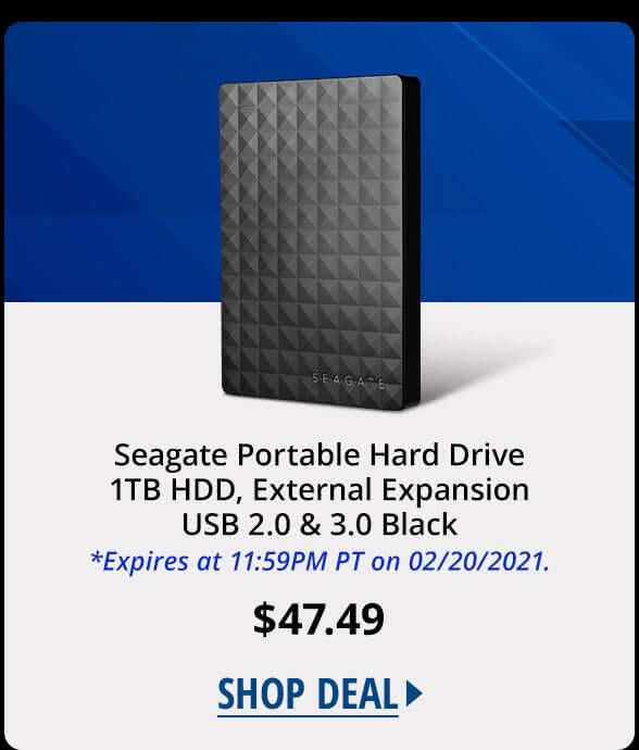 Seagate Portable Hard Drive 1TB HDD, External Expansion USB 2.0 & 3.0 Black 