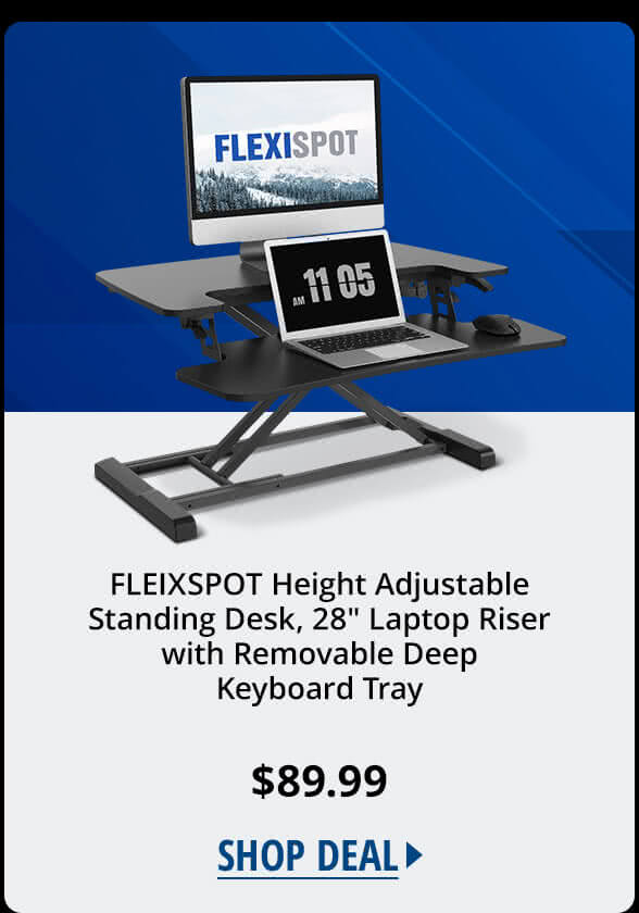 FLEIXSPOT Height Adjustable Standing Desk, 28" Laptop Riser with Removable Deep Keyboard Tray