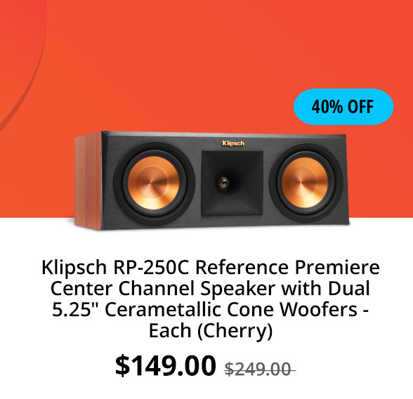 Klipsch RP-250C Reference Premiere Center Channel Speaker with Dual 5.25" Cerametallic Cone Woofers - Each (Cherry)