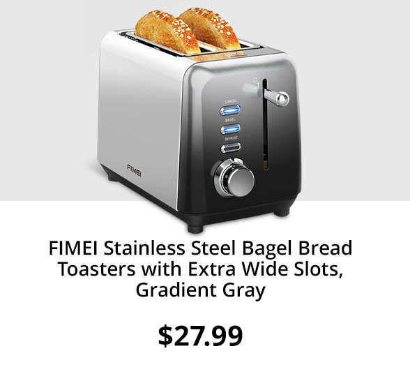 FIMEI Stainless Steel Bagel Bread Toasters with Extra Wide Slots, Gradient Gray