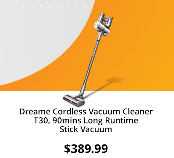 Dreame Cordless Vacuum Cleaner T30, 90mins Long Runtime Stick Vacuum