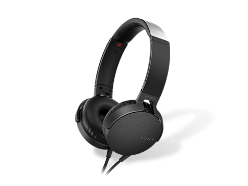 Sony Extra Bass On-Ear Headphones with 30mm drivers, Powerful Music, Comfort Ear Pads, Mic and Remote for Apple and Android Smartphones, Black, MDRXB550AP/B