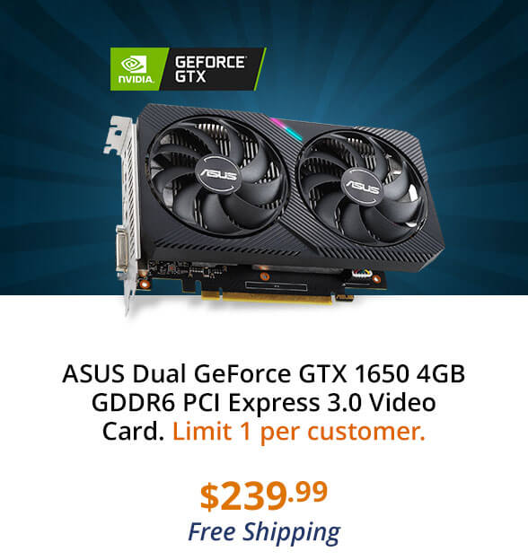 ASUS Dual GeForce GTX 1650 4GB GDDR6 PCI Express 3.0 Video Card