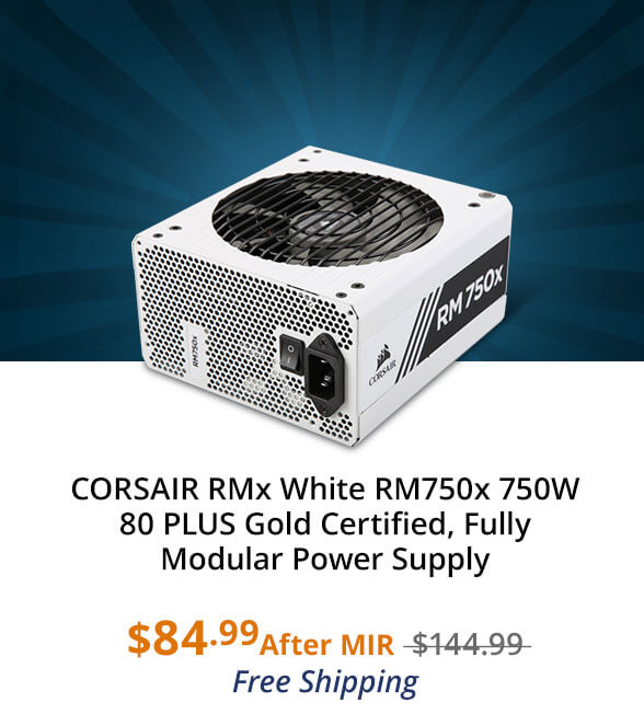 CORSAIR RMx White RM750x 750W 80 PLUS Gold Certified, Fully Modular Power Supply