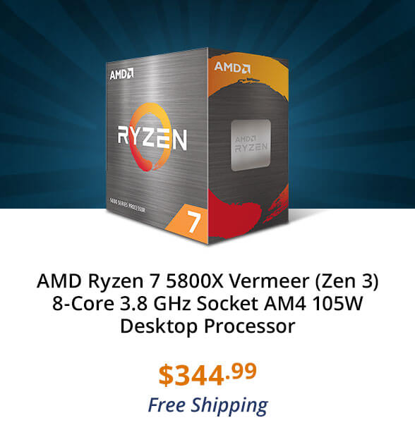 AMD Ryzen 7 5800X Vermeer (Zen 3) 8-Core 3.8 GHz Socket AM4 105W Desktop Processor