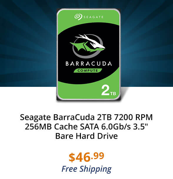 Seagate BarraCuda 2TB 7200 RPM 256MB Cache SATA 6.0Gb/s 3.5" Bare Hard Drive