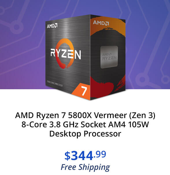 AMD Ryzen 7 5800X Vermeer (Zen 3) 8-Core 3.8 GHz Socket AM4 105W Desktop Processor