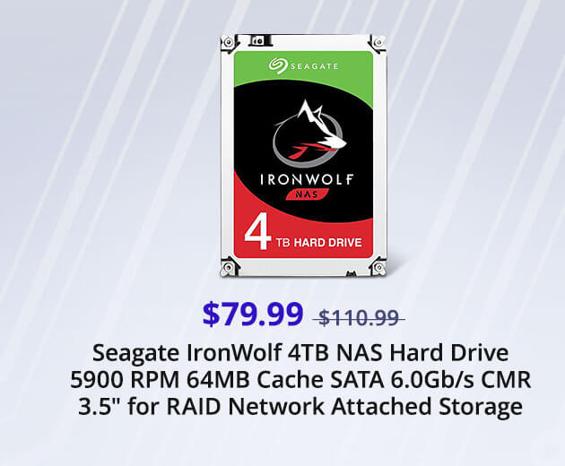 Seagate IronWolf 4TB NAS Hard Drive 5900 RPM 64MB Cache SATA 6.0Gb/s CMR 3.5" for RAID Network Attached Storage 