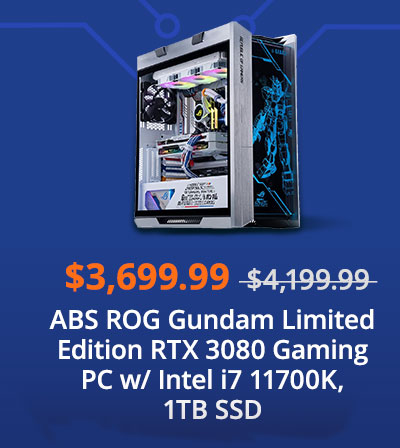 $3699.99 ABS ROG Gundam Limited Edition STRIX Gundam RTX 3080 Gaming PC w/ Intel i7 11700K, 1TB SSD