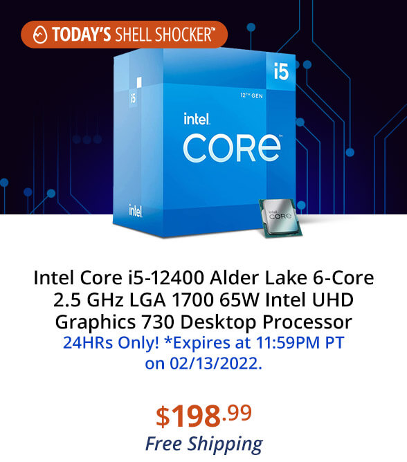 Intel Core i5-12400 Alder Lake 6-Core 2.5 GHz LGA 1700 65W Intel UHD Graphics 730 Desktop Processor