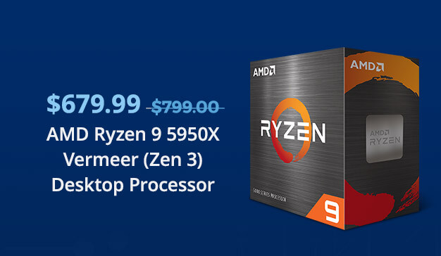 $679.99 AMD Ryzen 9 5950X Vermeer (Zen 3) Desktop Processor