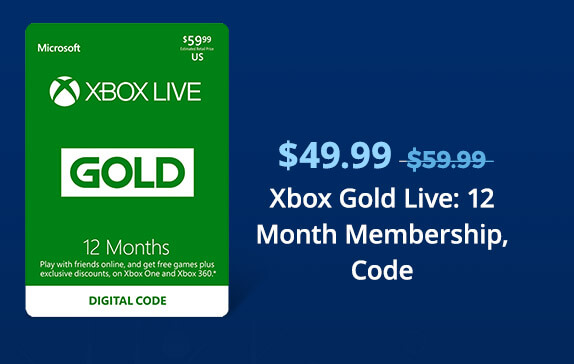 $49.99 Xbox Gold Live: 12 Month Membership, Code