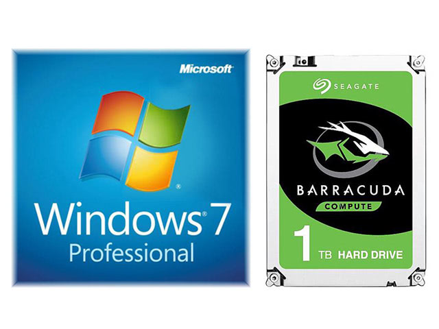 Exclusive Combo: Windows 7 Professional SP1 64-Bit OEM + Seagate BarraCuda 1TB 3.5 inch Bare Hard Drive - 64MB Cache SATA 6.0Gb/s, ST1000DM010 