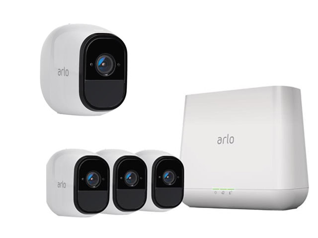 Combo: Arlo Pro Smart Security System - 3 Indoor / Outdoor Wire-Free HD Cameras w/ Night Vision + Siren + Audio, Arlo Pro Add-on Indoor/Outdoor Security Camera w/ HD Night Vision and Audio (Base Station Not Included)