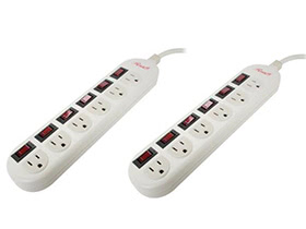 Combo: (x2) Rosewill RPS-200 - 6 Outlets Power Strip - 125V Input, 1875 Watts Maximum Power Output, 6 Feet Cord