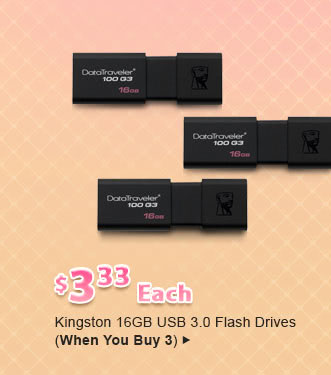 Feature - $3.33 Each: Kingston 16GB USB 3.0 Flash Drives (When You Buy 3) 