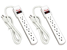 Combo: (2x) Rosewill 3ft. 6-Outlet Power Strips - 125V Input, 1875 Watts Maximum Power Output, Off-White