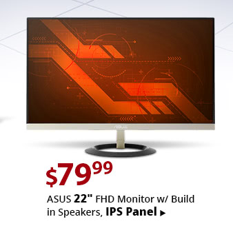 Feature ASUS 22 inch FHD Monitor w/ Build in Speakers, IPS Panel