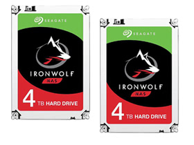 2x Combo: Seagate IronWolf 4TB NAS 5900 RPM 64MB Cache SATA 6.0Gb/s 3.5 inch Internal Hard Drive