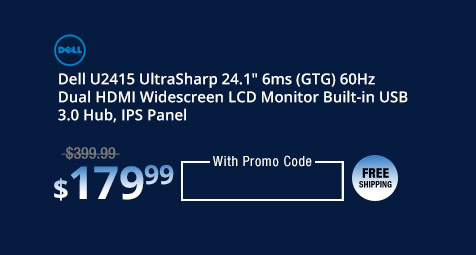 Dell U2415 UltraSharp 24.1" 6ms (GTG) 60Hz Dual HDMI Widescreen LCD Monitor Built-in USB 3.0 Hub, IPS Panel