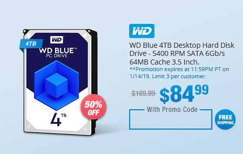 WD Blue 4TB Desktop Hard Disk Drive - 5400 RPM SATA 6Gb/s 64MB Cache 3.5 Inch
