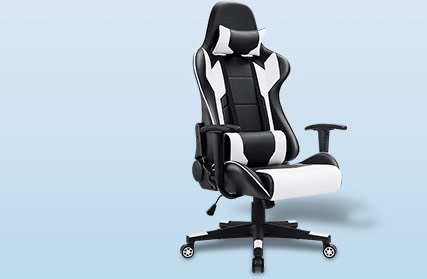 Homall Racing Style Ergonomic High-Back PU Leather Gaming Chair w/ Adjustable Seat Height, Lumbar & Head Support