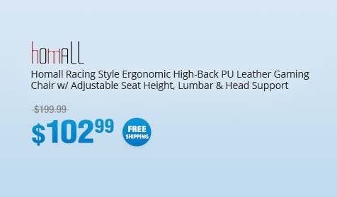 Homall Racing Style Ergonomic High-Back PU Leather Gaming Chair w/ Adjustable Seat Height, Lumbar & Head Support
