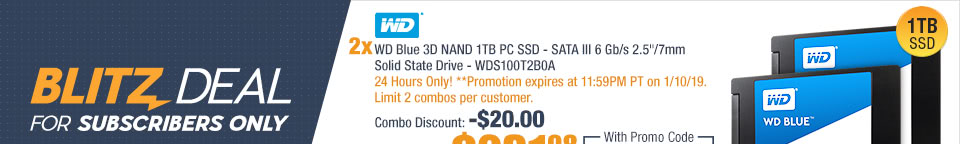 Combo: 2x - WD Blue 3D NAND 1TB PC SSD - SATA III 6 Gb/s 2.5"/7mm Solid State Drive - WDS100T2B0A