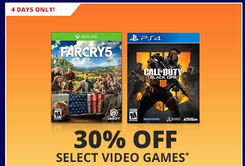 30% OFF SELECT VIDEO GAMES*