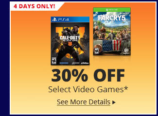 30% Off Select Video Games*