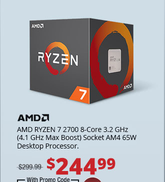 AMD RYZEN 7 2700 8-Core 3.2 GHz (4.1 GHz Max Boost) Socket AM4 65W Desktop Processor