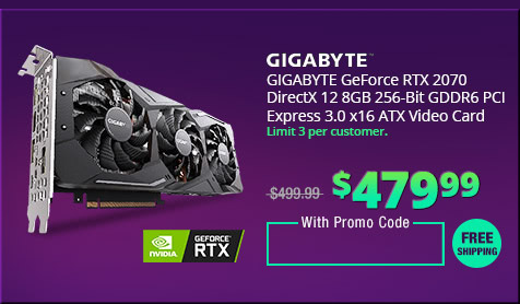 GIGABYTE GeForce RTX 2070 DirectX 12 8GB 256-Bit GDDR6 PCI Express 3.0 x16 ATX Video Card